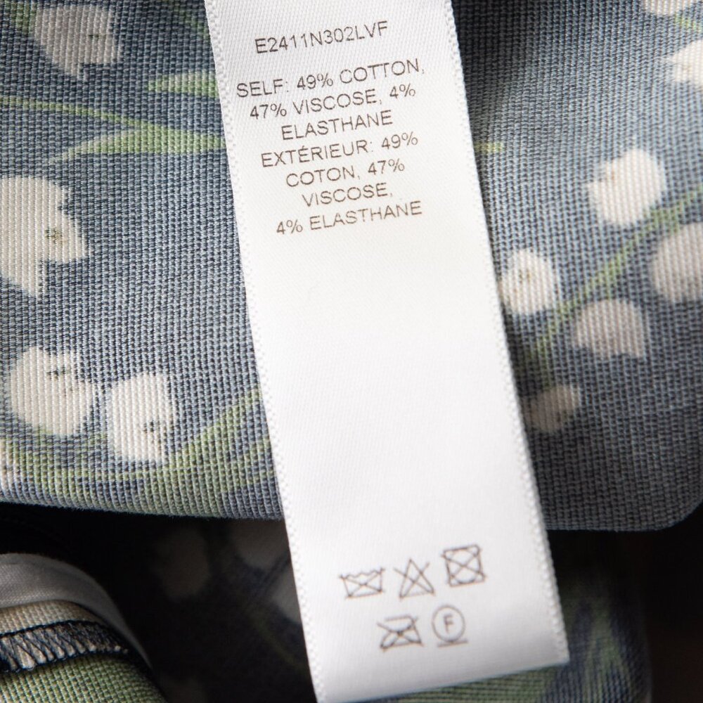 Carolina Herrera Midi Skirt Floral Print Made In Italy Navy Blue Green Cream 4 - Picture 6 of 8
